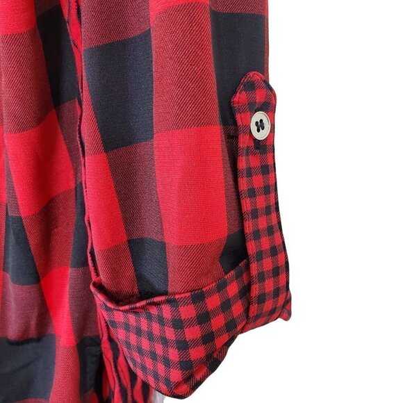 Nygard Red Check Long Sleeve Button-up Shirt Womens S/P Cuffed Sleeve NWT - Picture 7 of 8